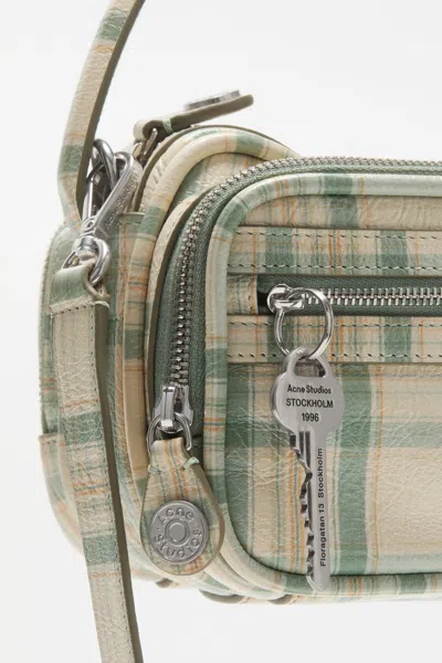 Acne Studios Check-print Leather Cross Body Bag In Neutral