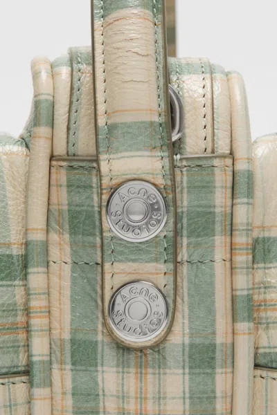 Acne Studios Check-print Leather Cross Body Bag In Neutral