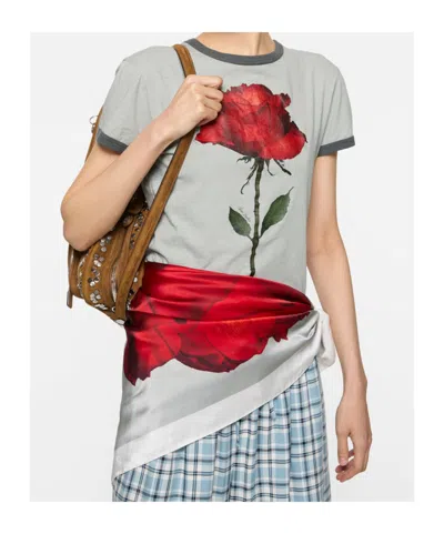 Acne Studios Rose-print Ringer T-shirt In Multi