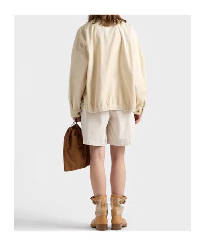 Prada Embroidered Garment-dyed Old Gabardine Blouson Jacket In Brown