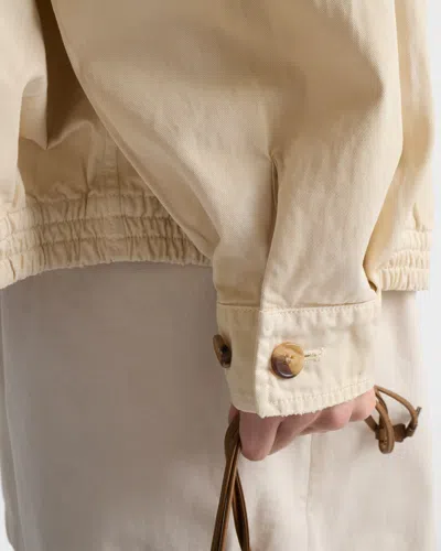 Prada Embroidered Garment-dyed Old Gabardine Blouson Jacket In Brown
