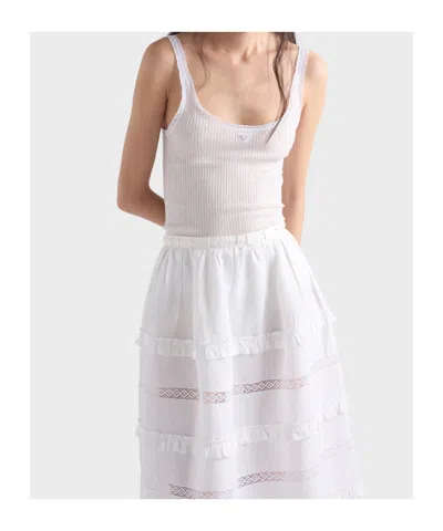 Prada Ribbed Cotton Top In White