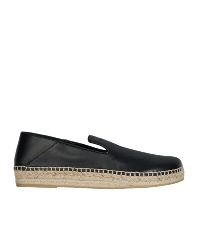 Balmain Smooth Leather Espadrilles In Black