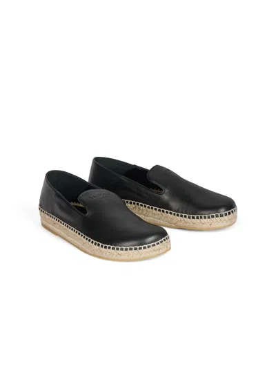 Balmain Smooth Leather Espadrilles In Black
