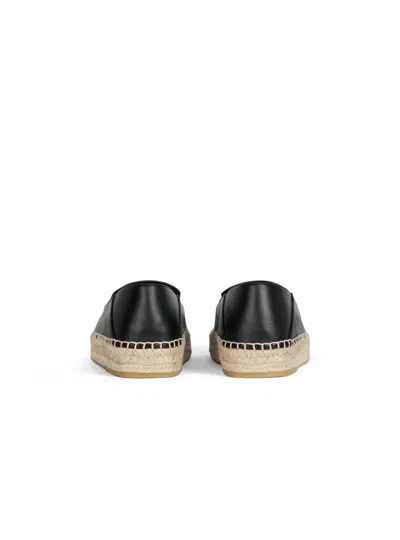Balmain Smooth Leather Espadrilles In Black