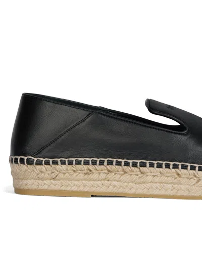 Balmain Smooth Leather Espadrilles In Black
