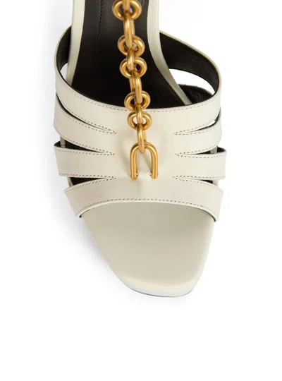 Balmain Sync Platform Sandals In Smooth Leather In White