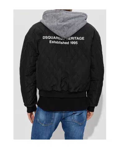 Dsquared2 Heritage Quilted Bomber Jacket In Black