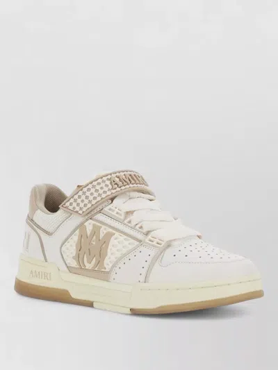 Amiri Men 'skyline' Beige Sneaker With Maxi Logo On The Side And Velcro Strap With Logo In Leather M In White
