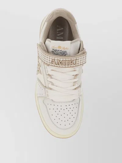 Amiri Men 'skyline' Beige Sneaker With Maxi Logo On The Side And Velcro Strap With Logo In Leather M In White