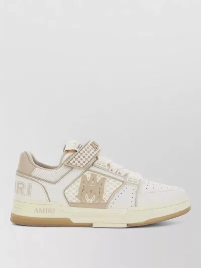 Amiri Men 'skyline' Beige Sneaker With Maxi Logo On The Side And Velcro Strap With Logo In Leather M In White
