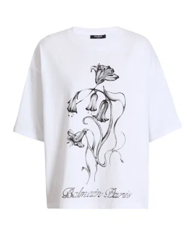 Balmain Printed Flower T-shirt In White