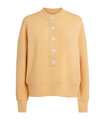 Varley Reena Button-down Stretch-jersey Sweatshirt In Brown