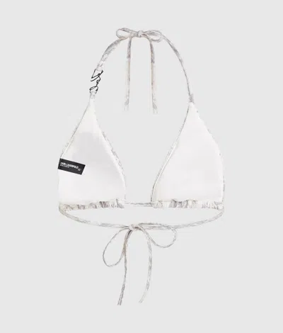Karl Lagerfeld Snake-print Triangle Bikini Top In White