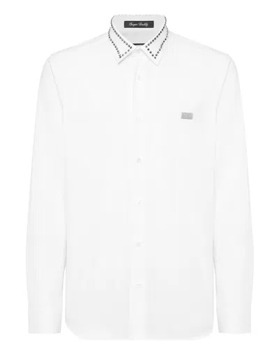 Philipp Plein Shirt Sugar Daddy Cut Ls Studs In White
