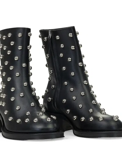 Lanvin Stud-embellished Zip Boots In Black