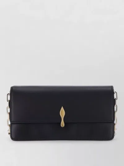 Christian Louboutin Rectangular Clutch Bag Chain Strap Metal Hardware In Black