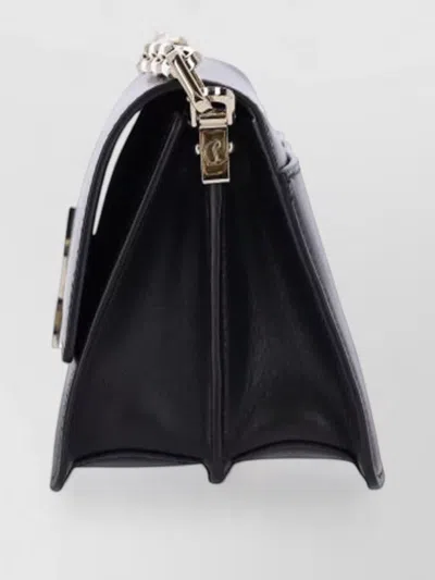 Christian Louboutin Rectangular Clutch Bag Chain Strap Metal Hardware In Black