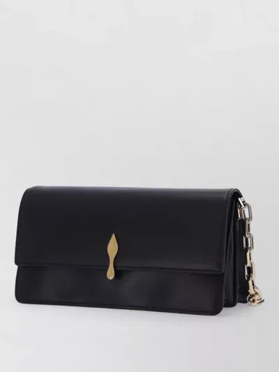 Christian Louboutin Rectangular Clutch Bag Chain Strap Metal Hardware In Black