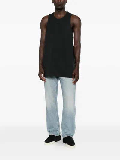 Essentials Gray Signature Essential Tank Top In Black