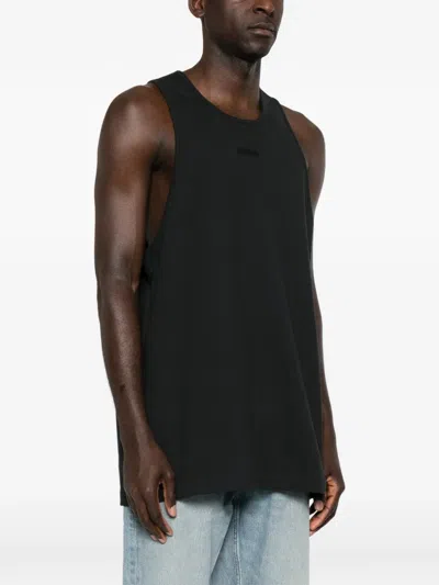 Essentials Gray Signature Essential Tank Top In Black