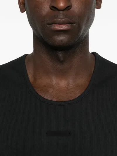 Essentials Gray Signature Essential Tank Top In Black