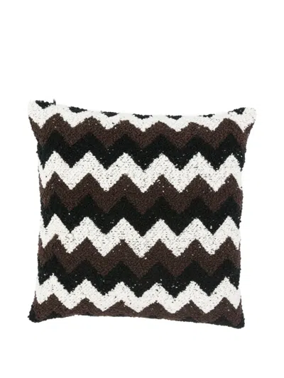 Missoni Zigzag-pattern Cushion In Brown