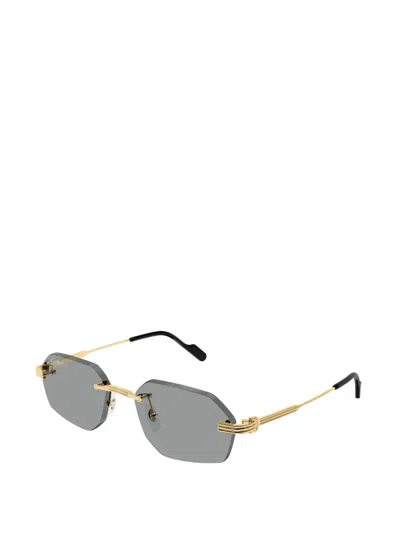 Cartier Rimless Geometric-frame Sunglasses In Gold | ModeSens