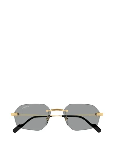 Cartier Rimless Geometric-frame Sunglasses In Gold | ModeSens