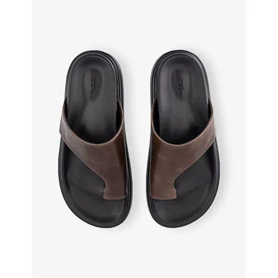 Tony Bianco Jazzy Toe Loop Sandals Choc Vintage In Brown