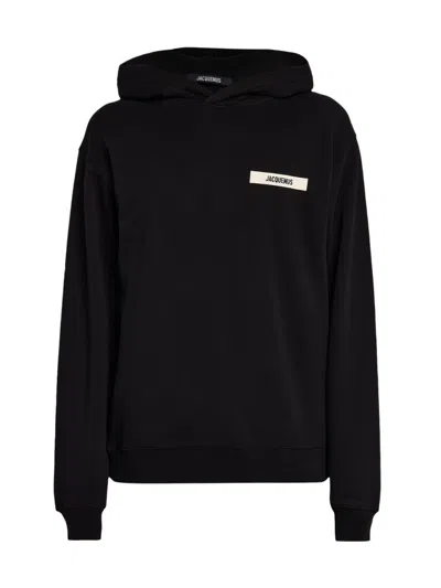 Jacquemus Cotton Fabric Hoodie With Long Sleeves In Black