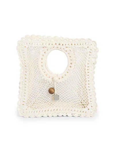 Jacquemus La Spiaggia Embellished Lace-raffia Bag In White