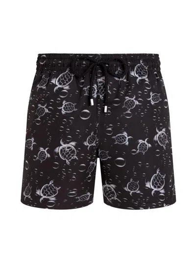 Vilebrequin Men Micro-perforated Ultra-light And Packable Swim Shorts Bubble Turtles 3d In Black