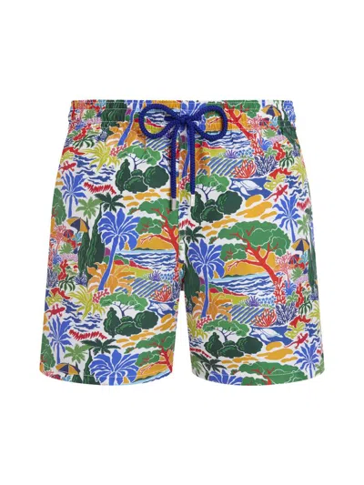Vilebrequin Seaside Life Print Moorea Swim Shorts In Multi