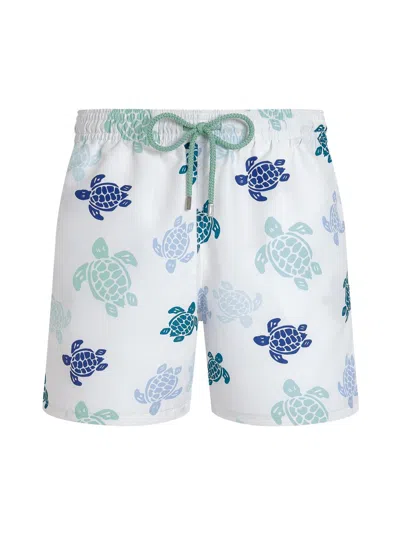 Vilebrequin Men Swim Shorts Tortues Multicolores In White
