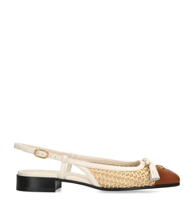 Valentino Valet Du Roi Leather Slingback Ballerina Flat In Neutral