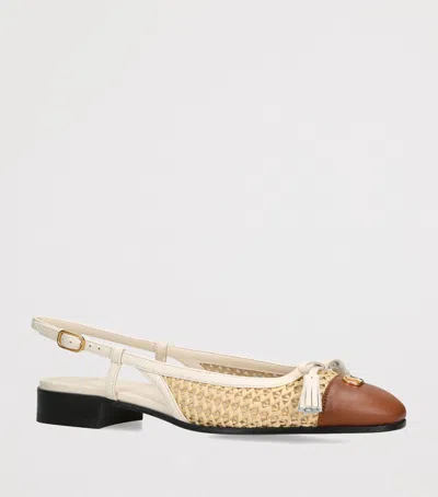 Valentino Valet Du Roi Leather Slingback Ballerina Flat In Neutral