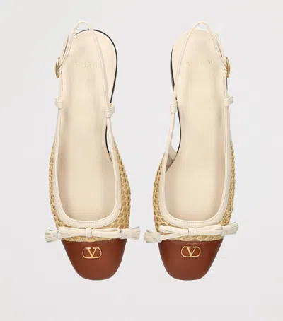 Valentino Valet Du Roi Leather Slingback Ballerina Flat In Neutral