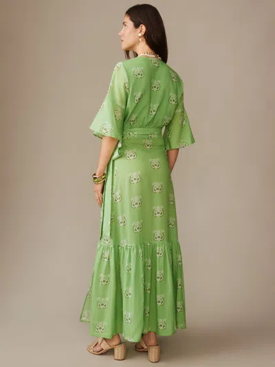 J.mclaughlin Women's Emily Wrap Dress In Siesta Green/white