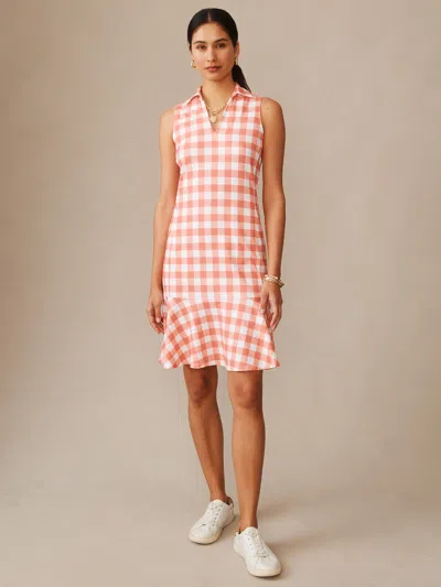 J.mclaughlin Women's Merlin Dress In Textured Gingham White/coral In Multi
