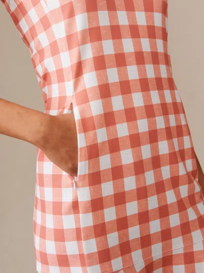 J.mclaughlin Women's Merlin Dress In Textured Gingham White/coral In Multi