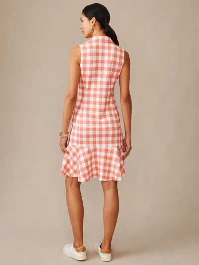 J.mclaughlin Women's Merlin Dress In Textured Gingham White/coral In Multi
