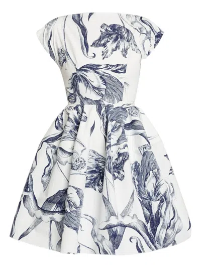 Erdem Pleated Floral-print Cotton-poplin Mini Dress In Multi