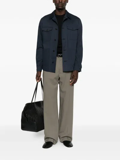Corneliani Buttoned Pocket Overshirt In Blue
