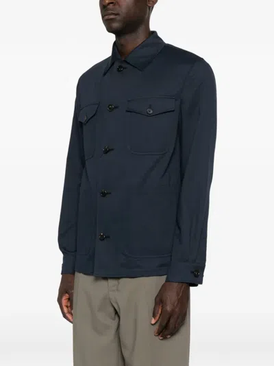 Corneliani Buttoned Pocket Overshirt In Blue