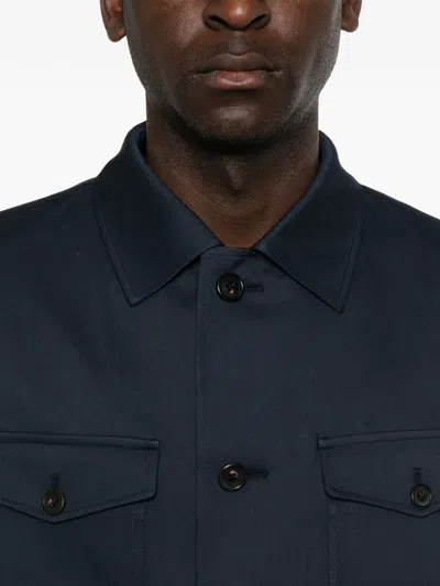 Corneliani Buttoned Pocket Overshirt In Blue