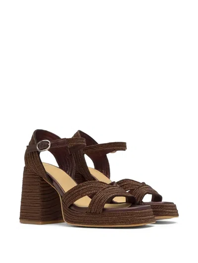Castaã±er Valee Braided-strap Platform Sandals In Brown