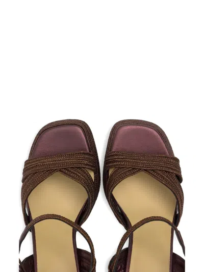 Castaã±er Valee Braided-strap Platform Sandals In Brown