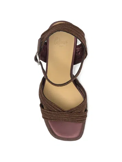 Castaã±er Valee Braided-strap Platform Sandals In Brown