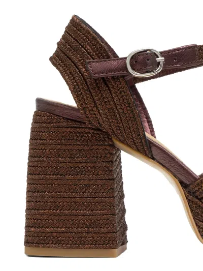 Castaã±er Valee Braided-strap Platform Sandals In Brown